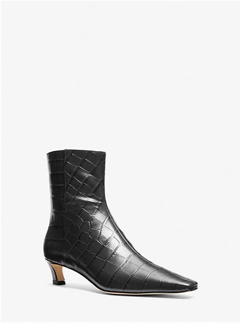 Cosmo Crocodile Embossed Leather Boot 